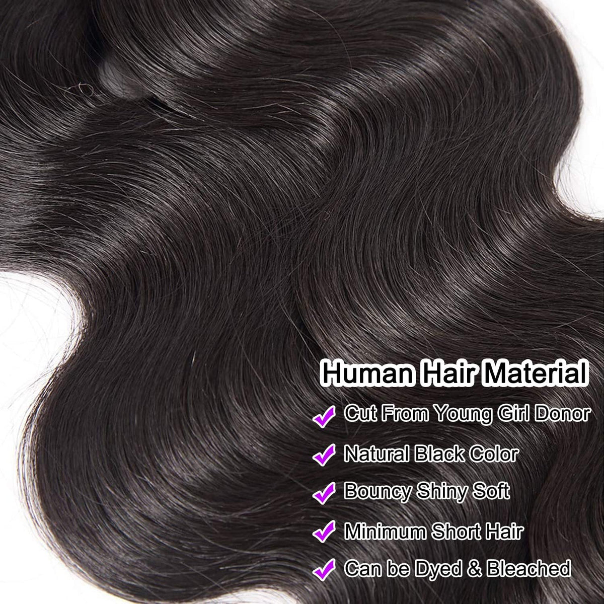 AIMAKER 12A body wave bundle close-up shows dye-friendly base and even texture