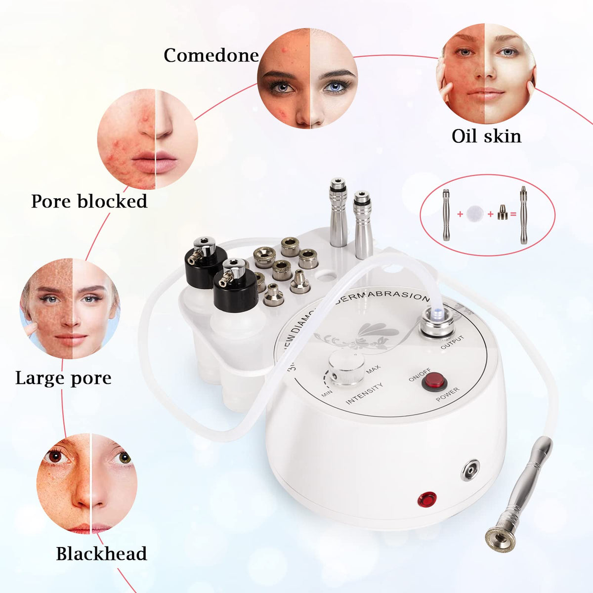 AIMENGXI diamond heads set showing different shapes for tailored exfoliation