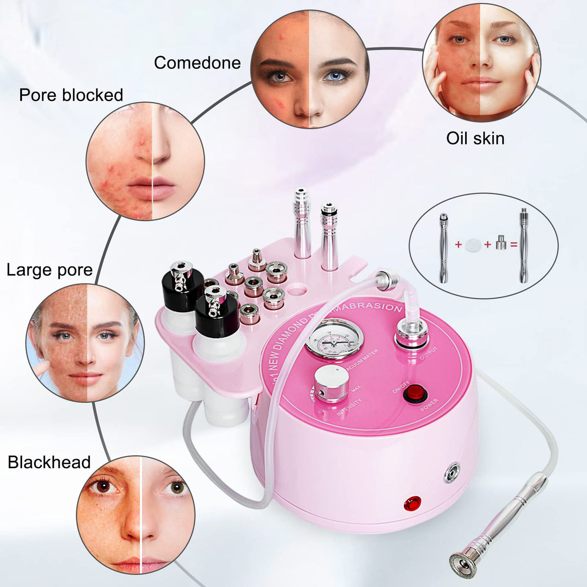 AIMENGXI three-in-one diamond dermabrasion system highlighting versatile care.