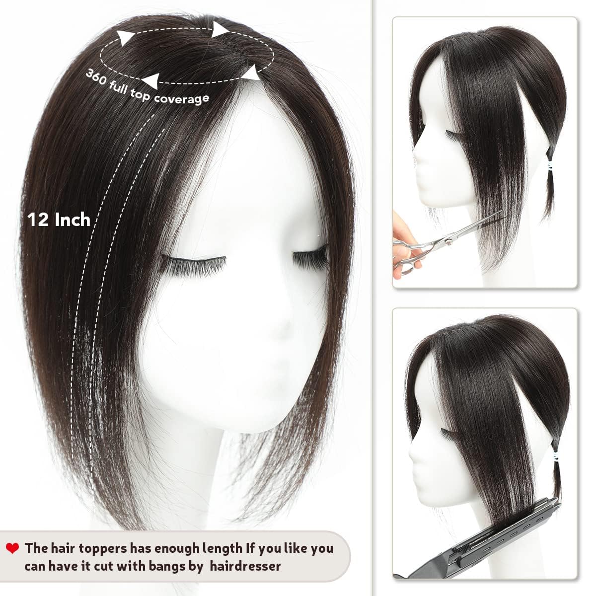 Aimeolyn topper features clip system for secure, undetectable wear.