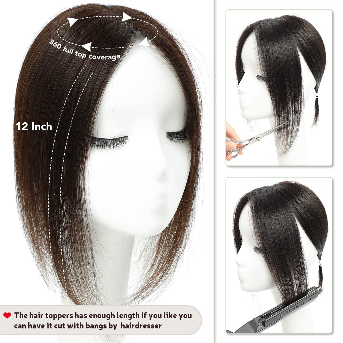Aimeolyn real human hair topper texture close-up for seamless blend.