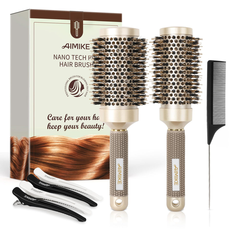AIMIKE large round brush with 2.1 inch barrel for smooth blowouts and volume