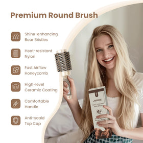 AIMIKE nano-ceramic ionic round brush for shine and frizz control