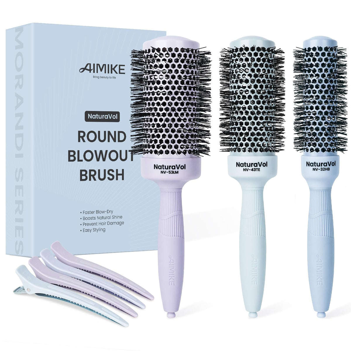 Aimike NaturaVol 1.3-inch round brush for short hair and bangs.
