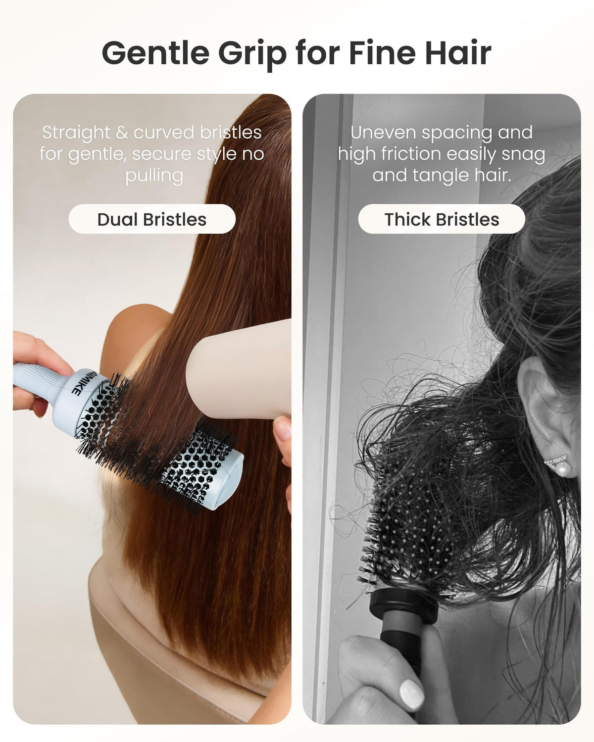 Aimike NaturaVol lightweight silicone handle for controlled styling.