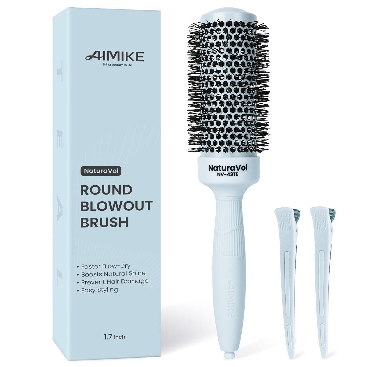 AIMIKE NaturaVol round brush with nano ceramic barrel for smooth, frizz-free finishes on fine hair