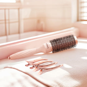 Aimike Rose Luxe Round Brush compact design for quick touch-ups at home.