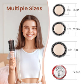Aimike Rose Luxe Round Brush with a non-slip ergonomic grip for comfortable styling.