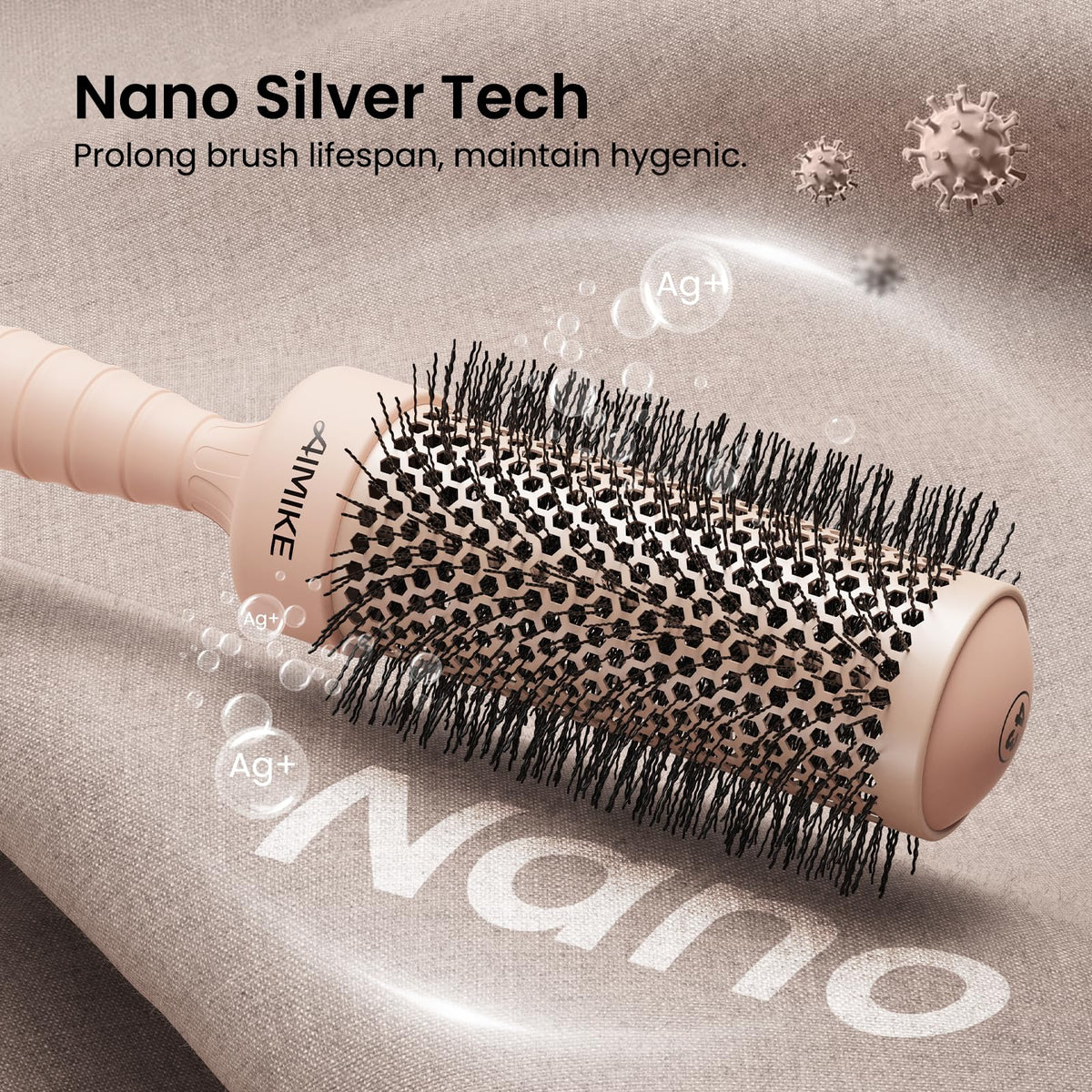 AIMIKE anti-static bristles round brush grip thick hair without snagging