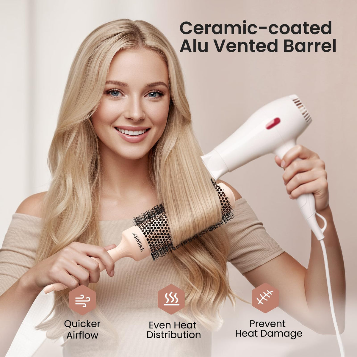 AIMIKE built-in section pin aids precise sectioning while blow drying.