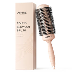 AIMIKE round brush with long barrel in action for quick, even blowouts.