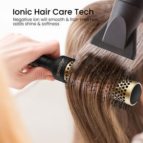AIMIKE Round Brush close-up of skin-friendly, durable bristles for gentle scalp contact