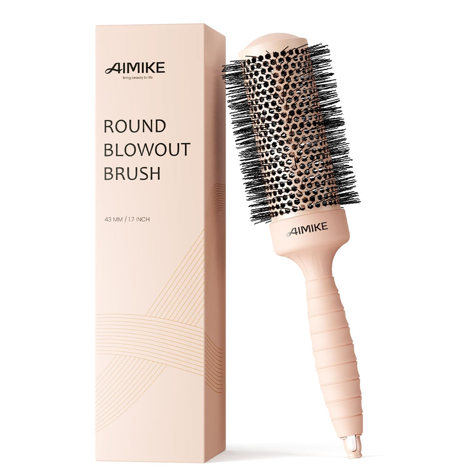 AIMIKE nano ion round brush for blowouts reduces frizz and seals cuticles