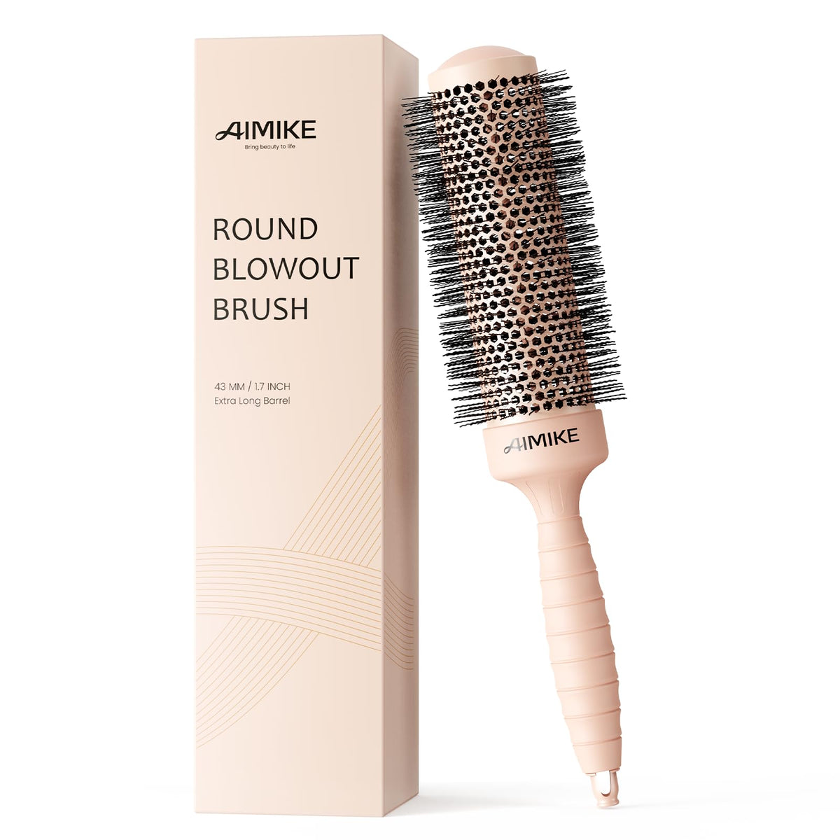 AIMIKE nano silver ion tech round brush for sleek, frizz-free blowouts.
