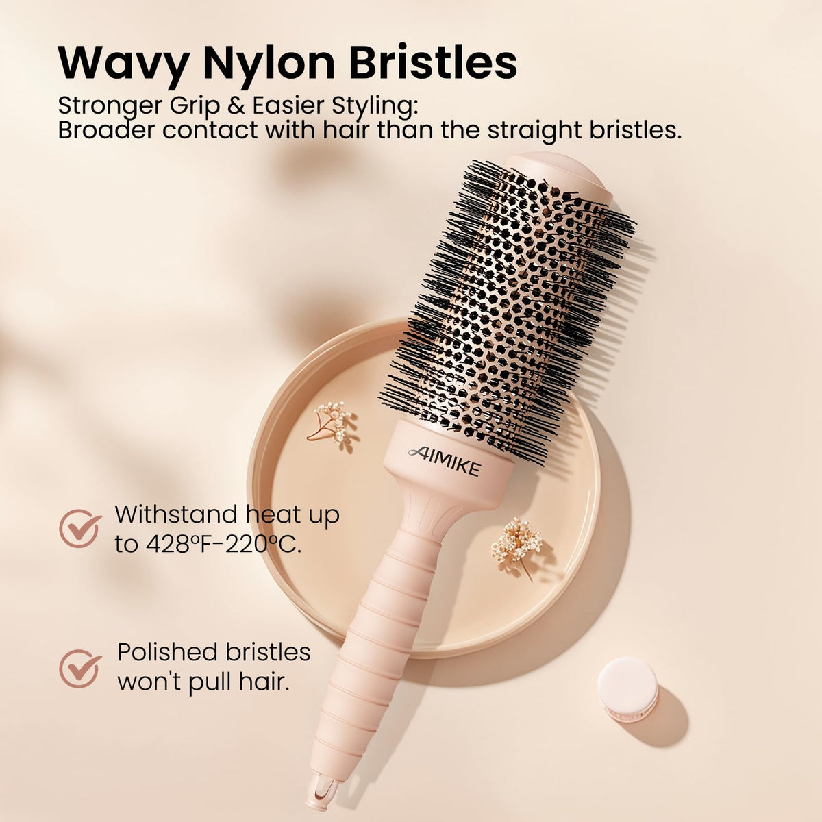 AIMIKE round brush delivers smooth shine and controlled lift for styles