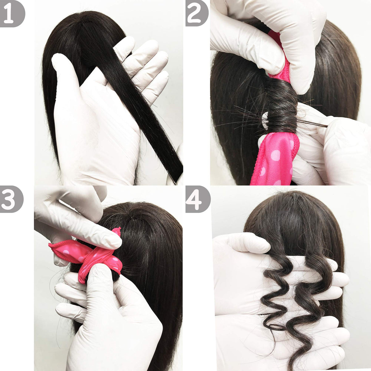 Aimin Hair heatless curlers night-use setup on pillow for overnight curls