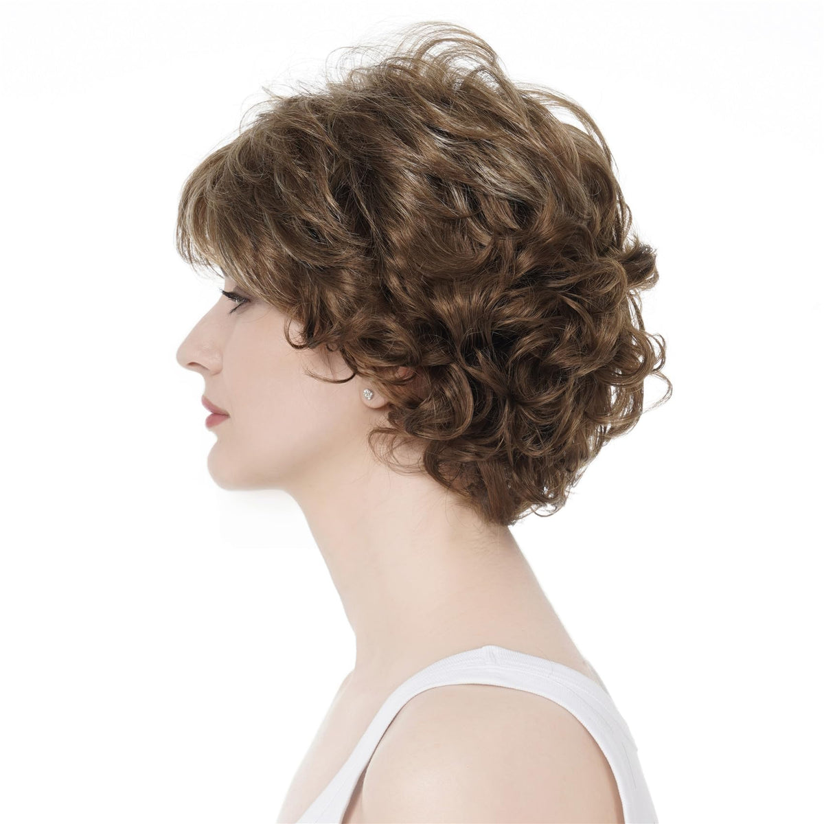 Aimole wig length 8-inch offers natural, flattering silhouette.
