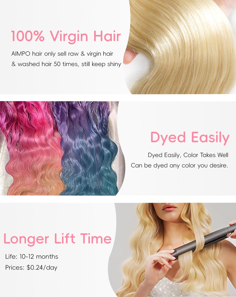 AIMPO 250-density body wave wig delivers full, plush volume.