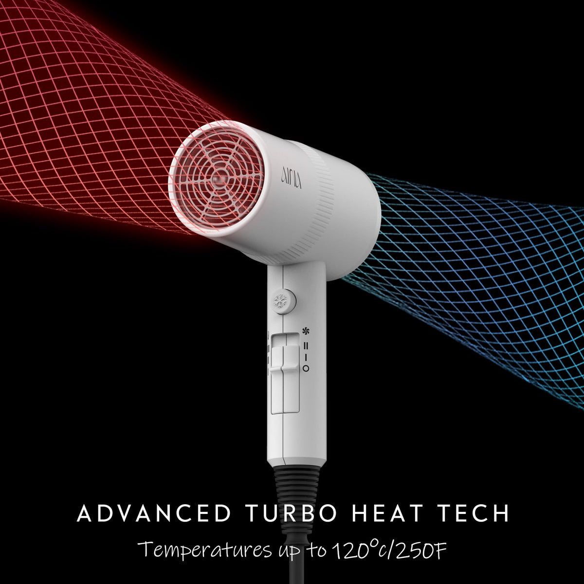 Aina hair dryer ceramic coating promotes even heat and frizz reduction