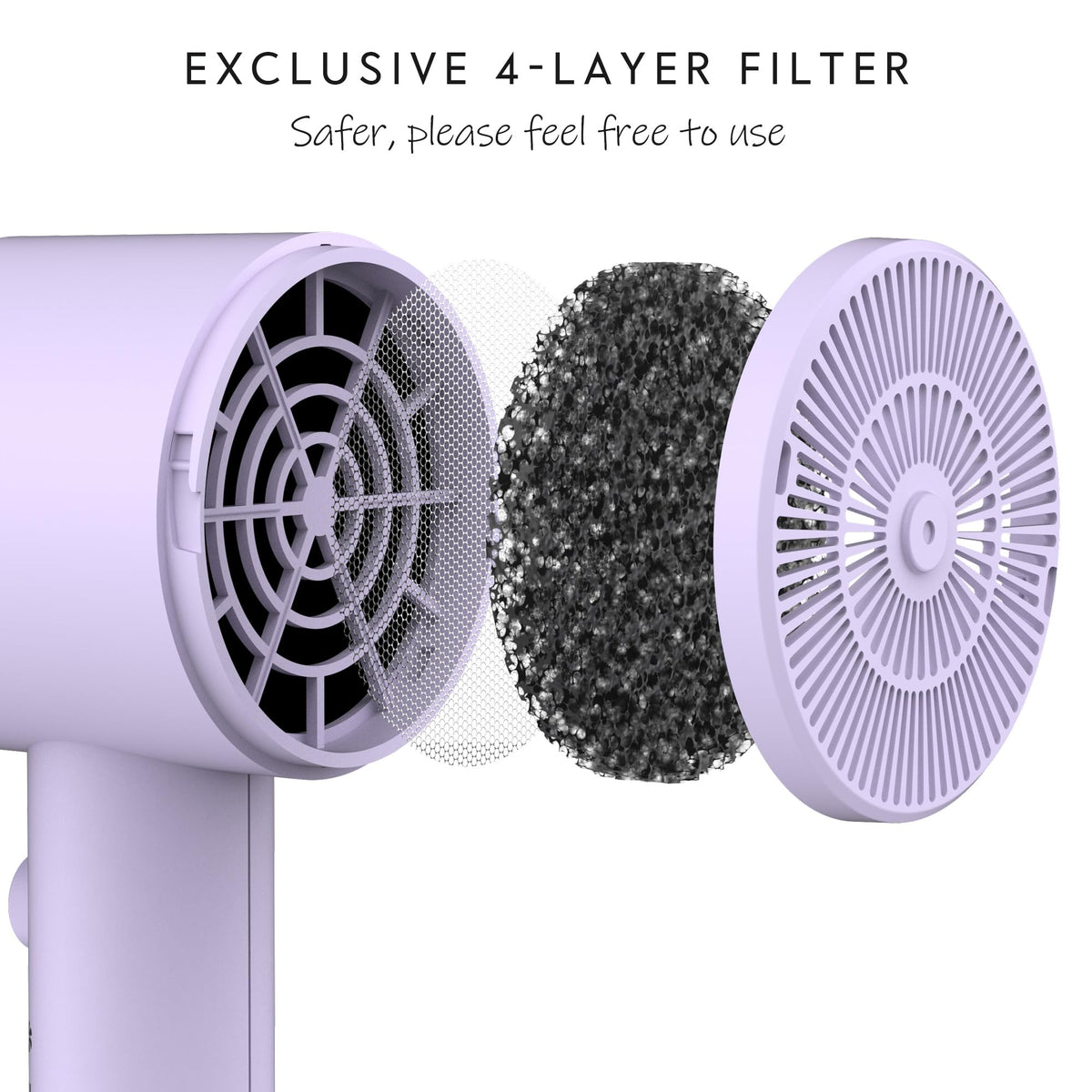 AINA hair dryer ceramic coating close-up showing even heat distribution