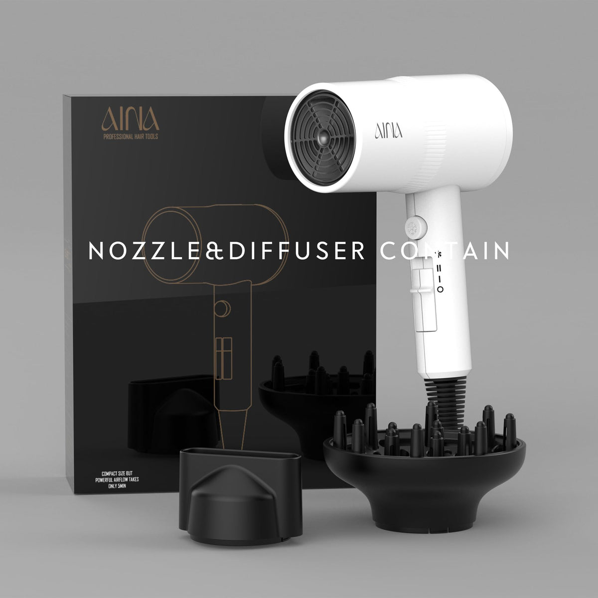 Aina hair dryer cold-shot function locks in style with cool air