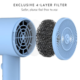 AINA hair dryer with concentrator attachment for precise airflow and fast drying.