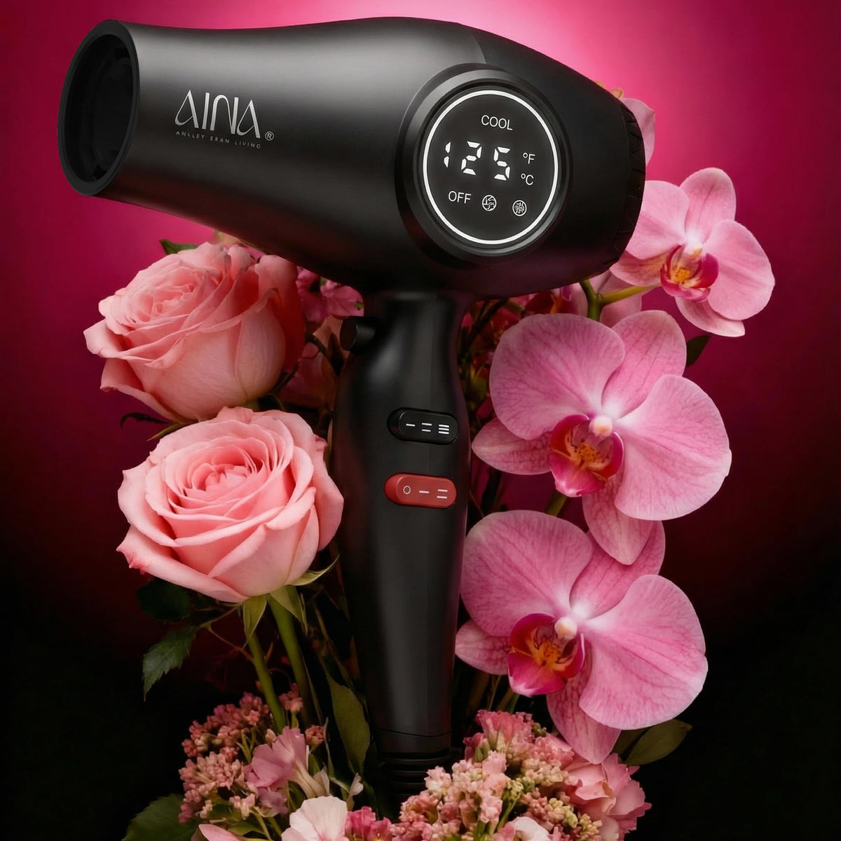 AINA Pro Hair Dryer retro aesthetic shot blends vintage look with modern performance.