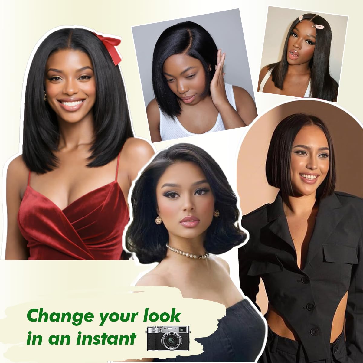 Ainmeys 12-inch v-part bob wig shows sleek, low-maintenance length.