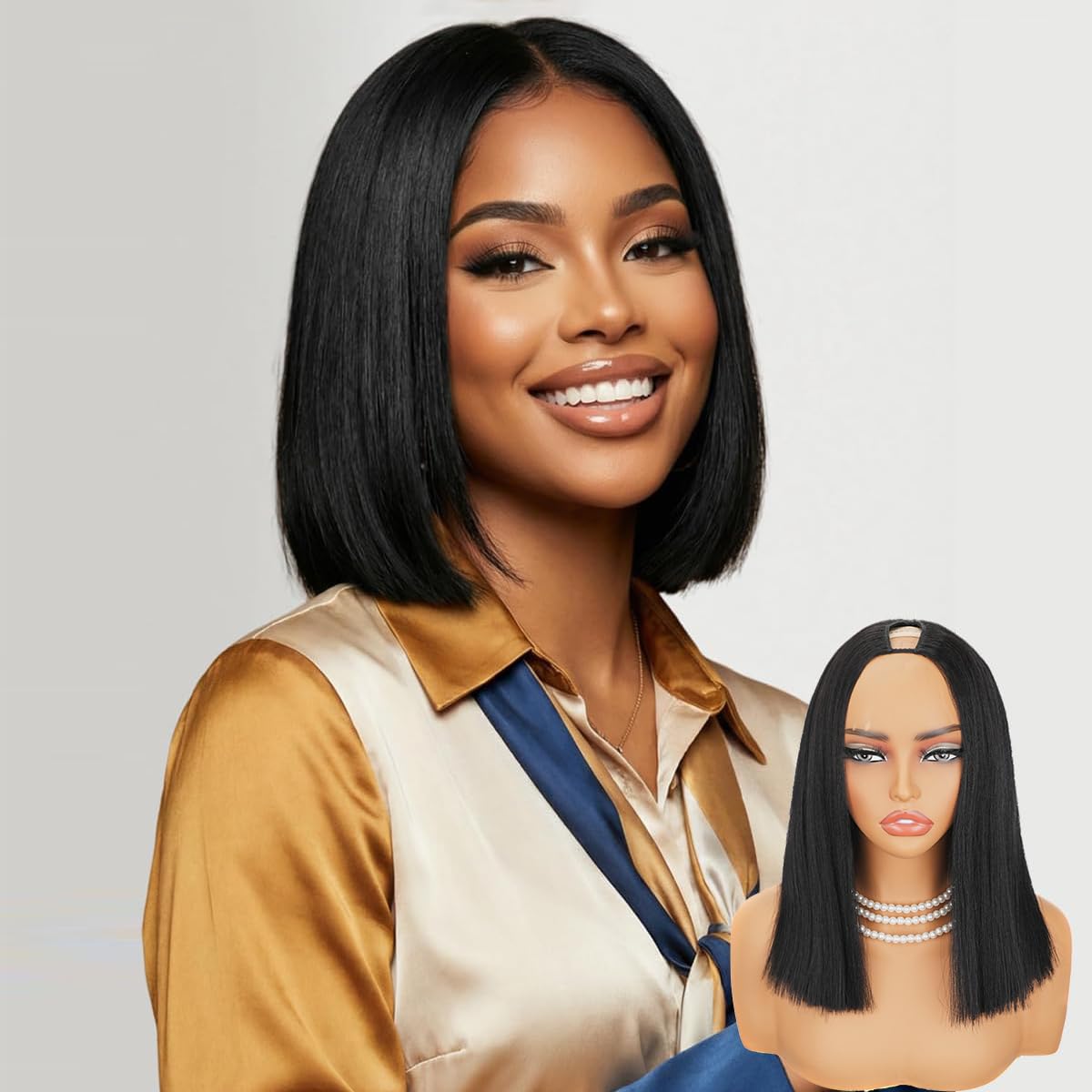 Ainmeys v Part Bob Wig front view shows natural scalp line for seamless daily wear.
