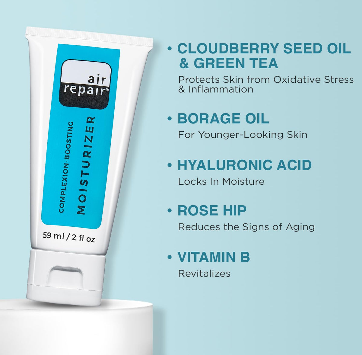 Air Repair Complexion Boosting Moisturizer ceramide barrier illustration suggests enhanced skin resilience