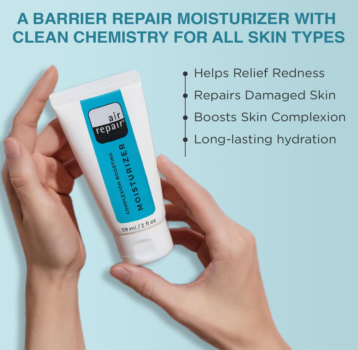 Air Repair Complexion Boosting Moisturizer demonstrates quick absorption without sticky residue