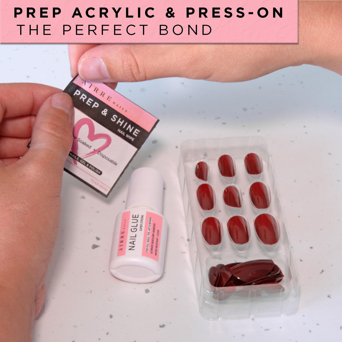 AIRRE NAILS fast-drying IPA alcohol leaves residue-free surfaces.
