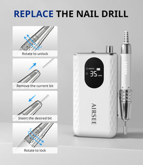 AirSee nail drill aluminum shell with high-temp resistance for durability.