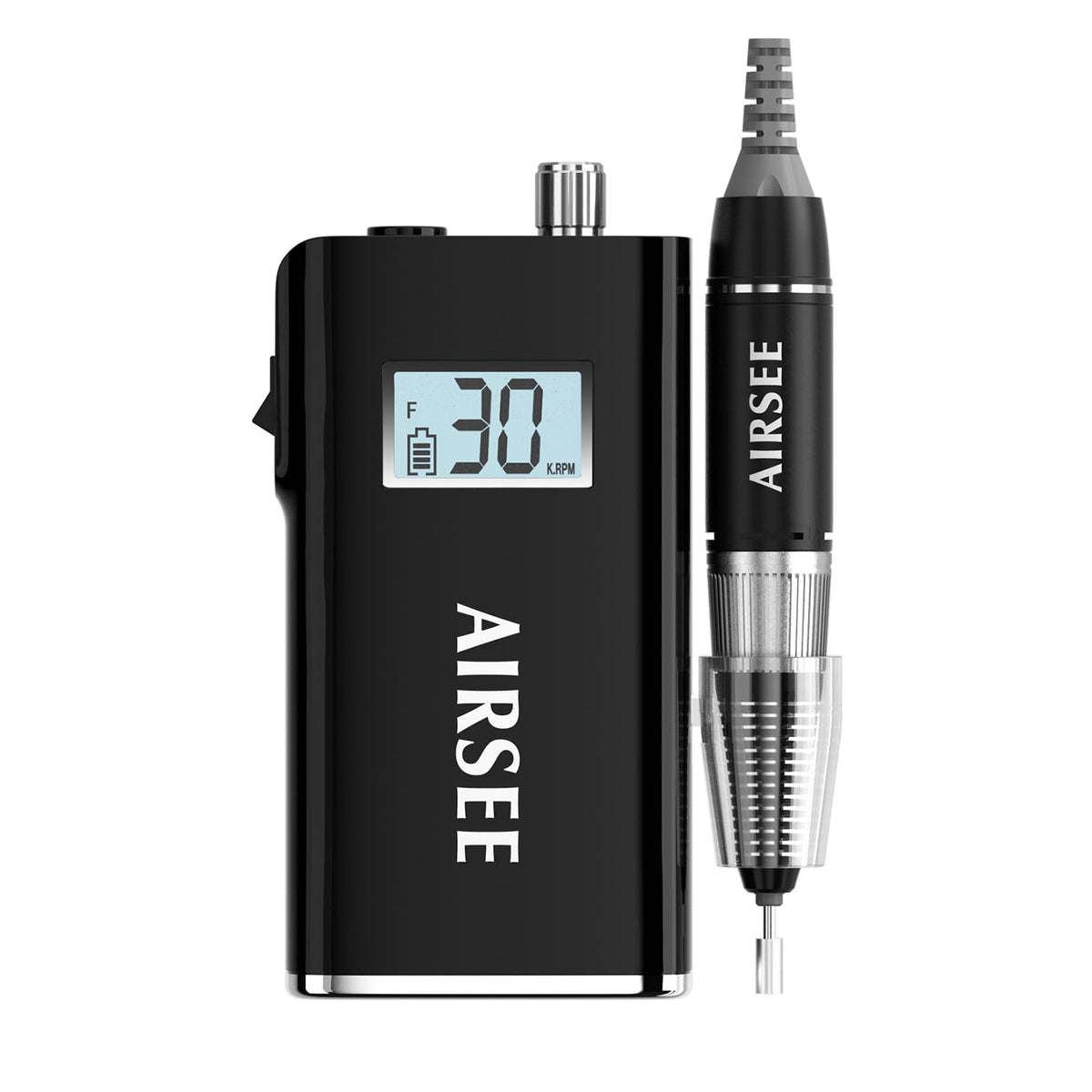 AirSEE rechargeable 30,000 RPM nail drill in box for professional use