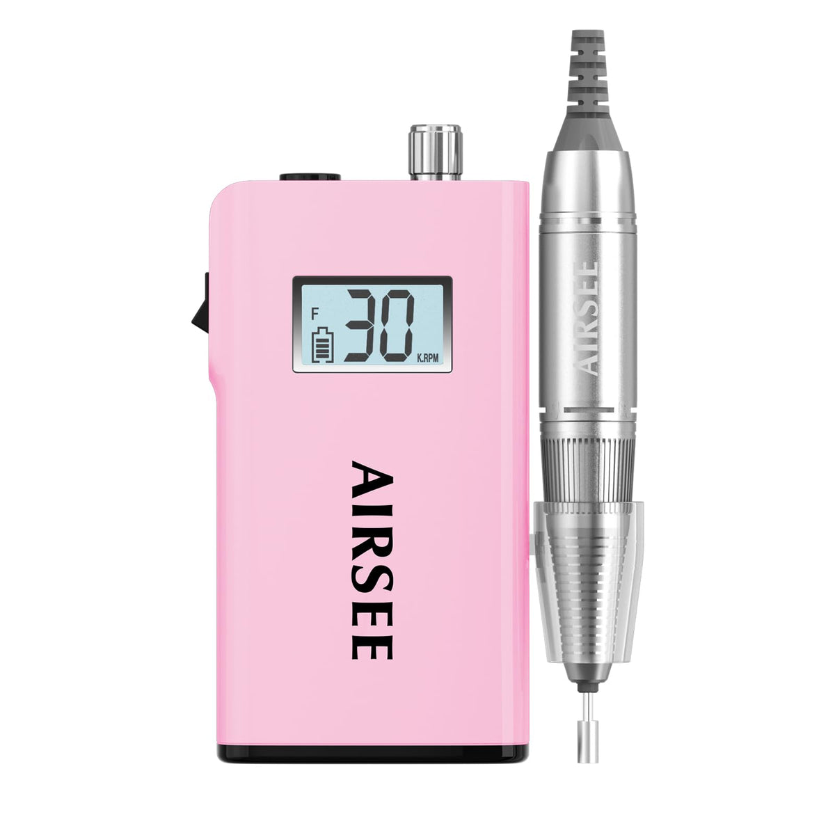 Airsee rechargeable nail drill front view for precise prep and shaping.