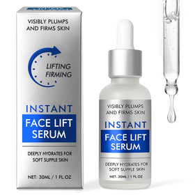 AiRunTech Instant Face Lift Serum bottle on a clean surface for quick lift