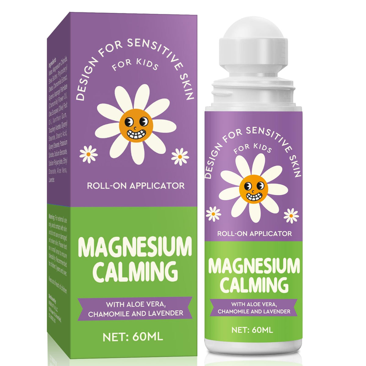 AiRunTech Magnesium Lotion for Kids roll-on bottle for easy, mess-free calming nights.