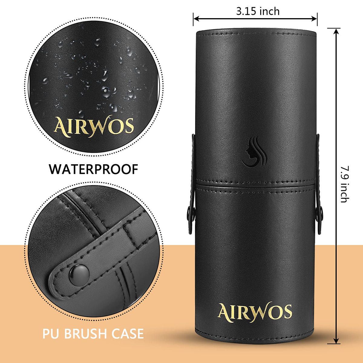 AirWos powder brush features high-density fibers for natural-looking blend.
