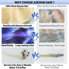 AIRZKIN 613 lace front wig natural hairline with bleached knots for seamless blend.