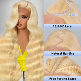 AIRZKIN 613 lace front wig pre-plucked hairline for natural look.