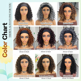 Aisaide headband wig kinky curly black ponytail-ready look