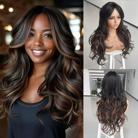 Aisaide ombre highlight brown wig versatile color for day-to-night wear.