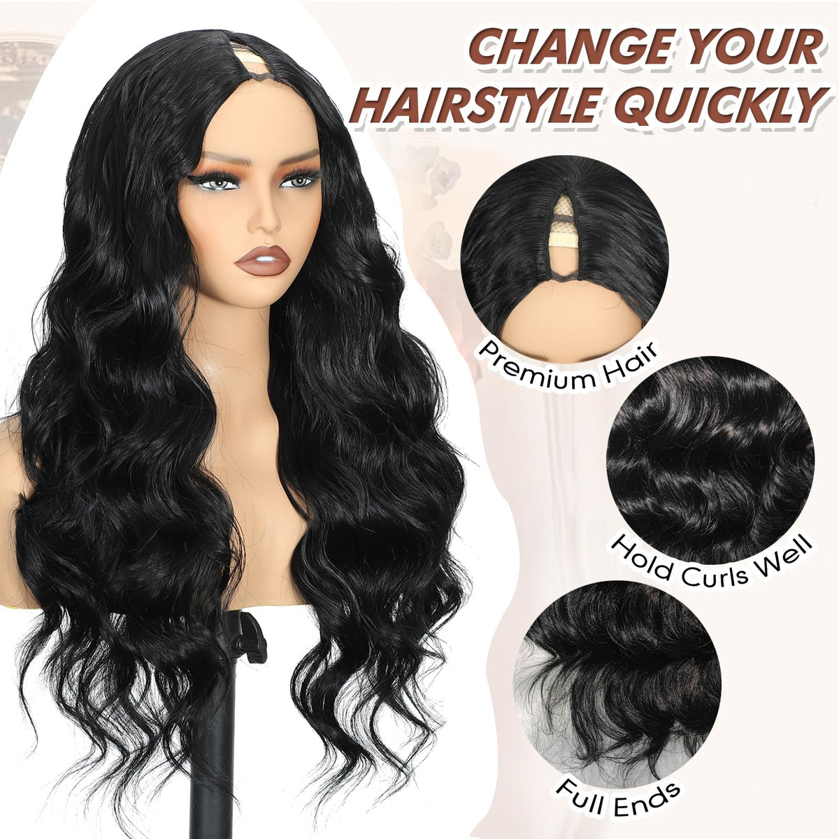 Aisaide V Part Wig clip-in 24 inch adds dramatic length quickly