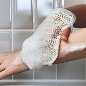 aisen lather-friendly glove pairs with soap for smooth cleansing.