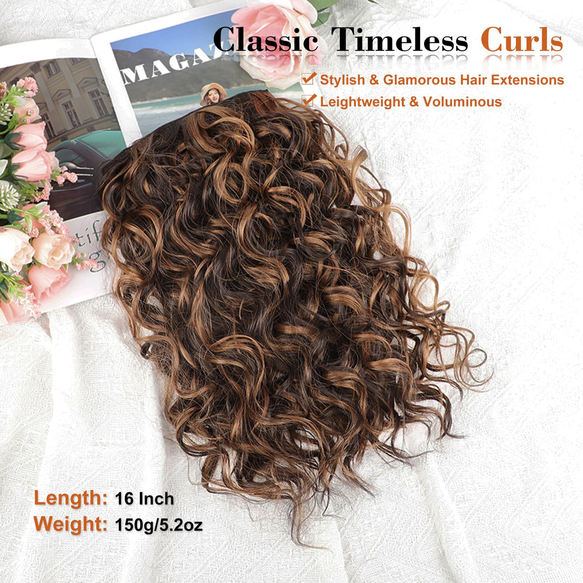 Four-piece clip-in extensions add instant volume and length for everyday use