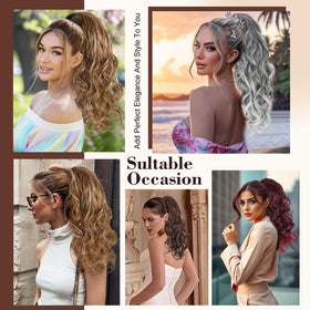 AISI BEAUTY grey ponytail extension color mix blends grey and white ends.