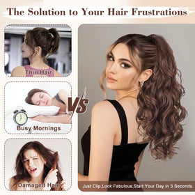 AISI BEAUTY grey ponytail extension length 20 inches for dramatic length.