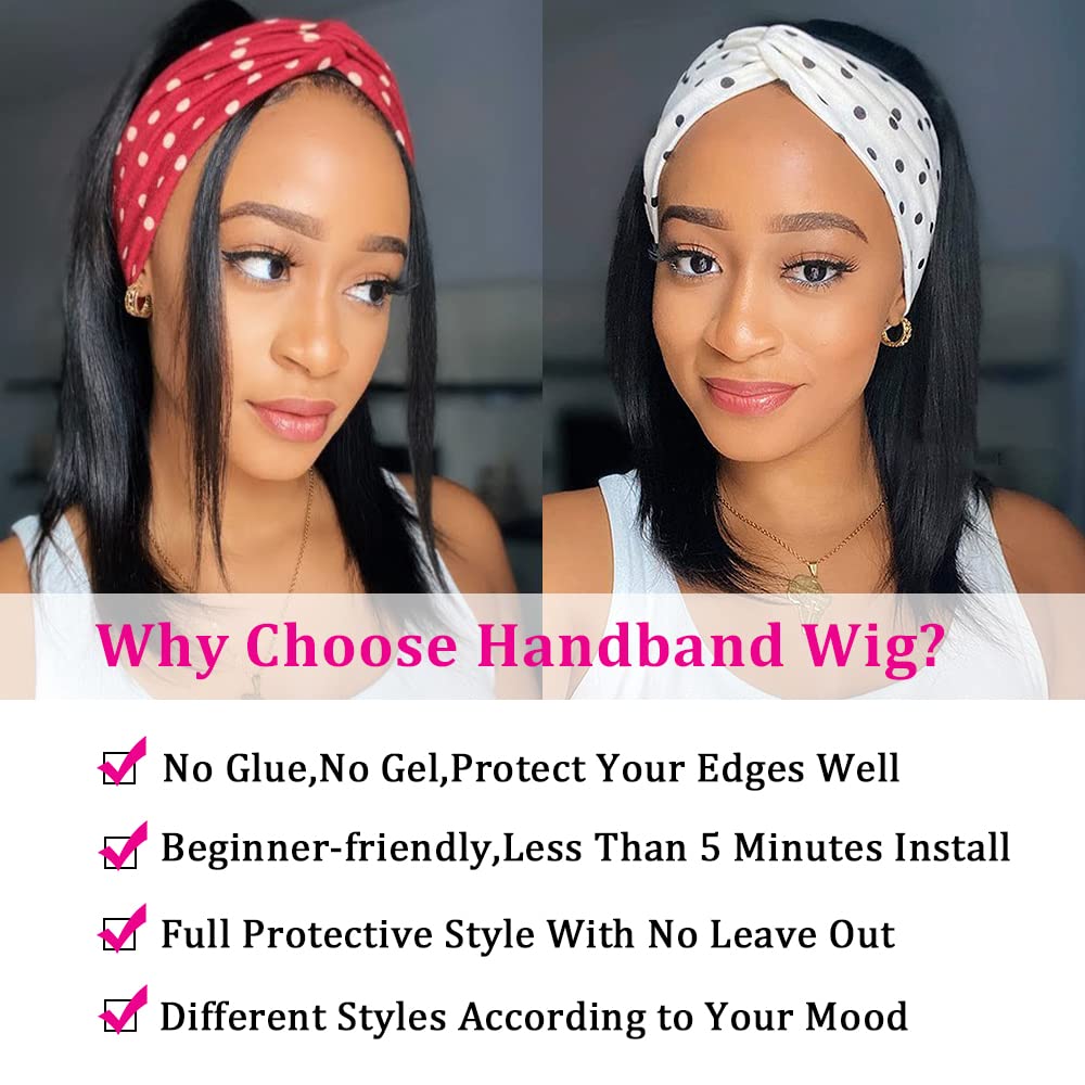 AISI Bob headband wig packaging includes random color headband and cap.