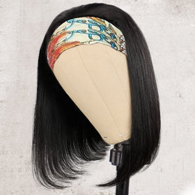 AISI Bob headband wig velcro buckle detail for quick, secure wear.