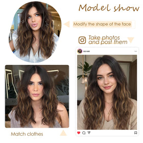 AISI HAIR 18-inch honey highlight wig close-up shows texture and shine.